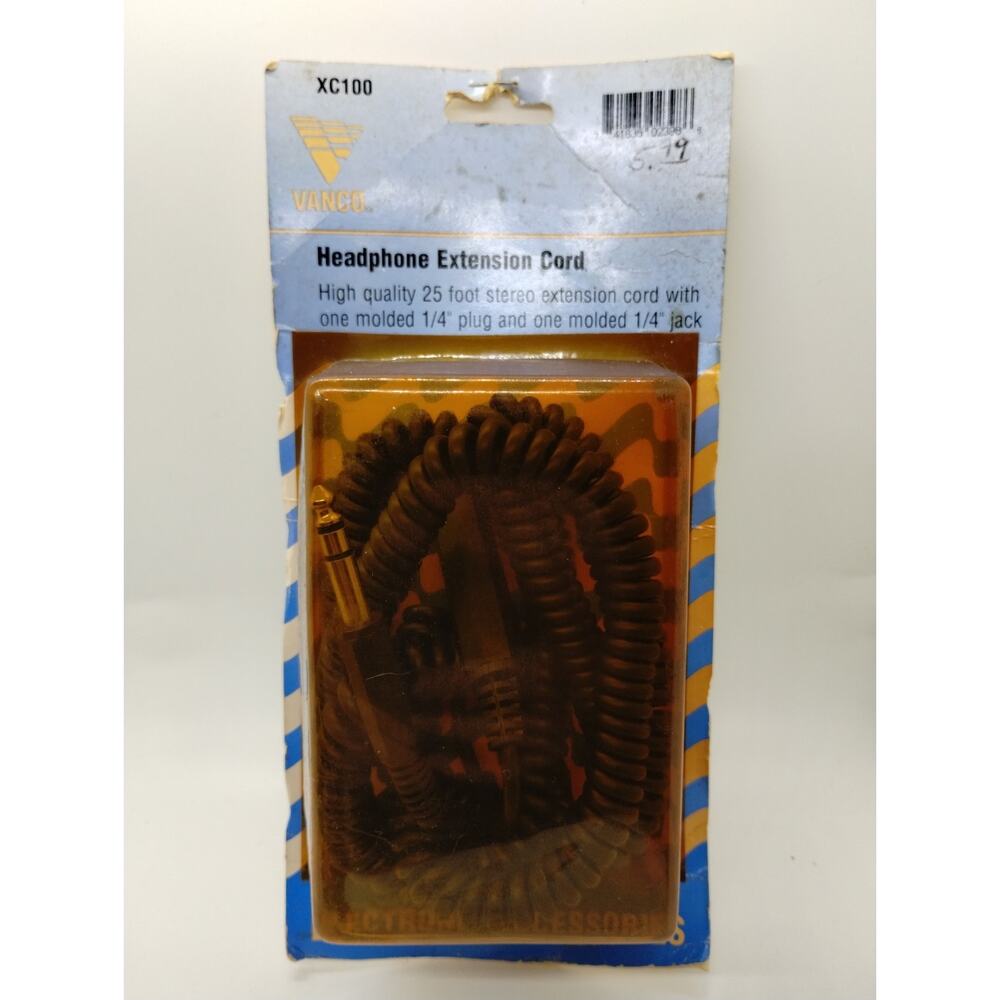 Vanco XC100 Headphone Extension Cord - 25 Ft - 1/4" Plug and Jack